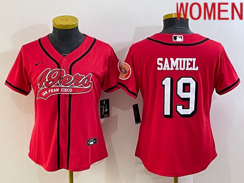 Women San Francisco 49ers #19 Samuel Red Nike Co branded NFL Jerseys1->women nfl jersey->Women Jersey